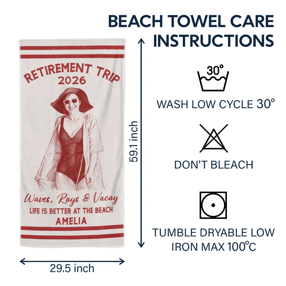 Custom Photo Ink Drawing Girls Trip Family Trip Beach Vacation - Personalized Beach Towel - Image 7
