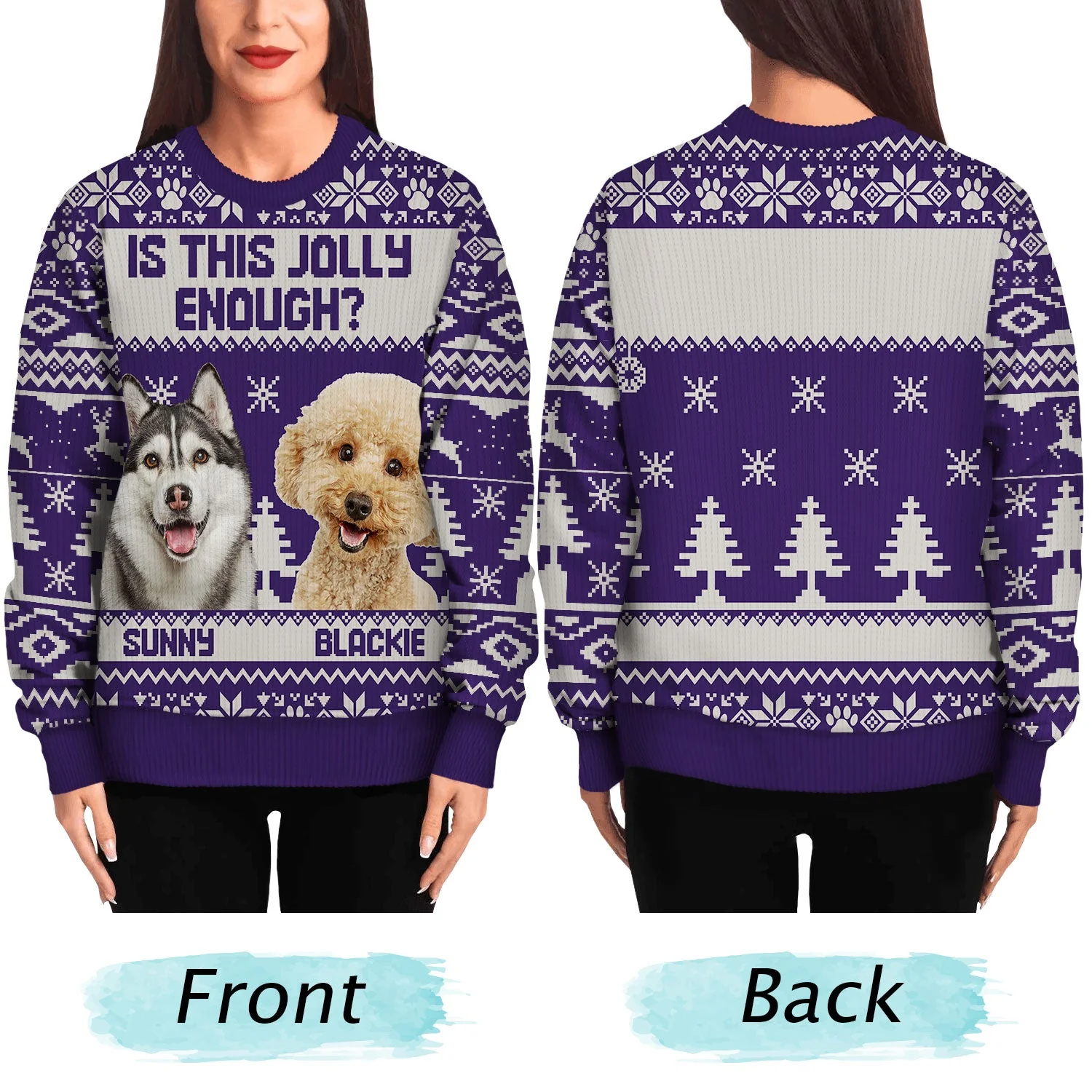 Custom Photo Is This Jolly Enough - Christmas Gift For Dog, Cat, Pet Lovers - Personalized Unisex Ugly Sweater - Image 5