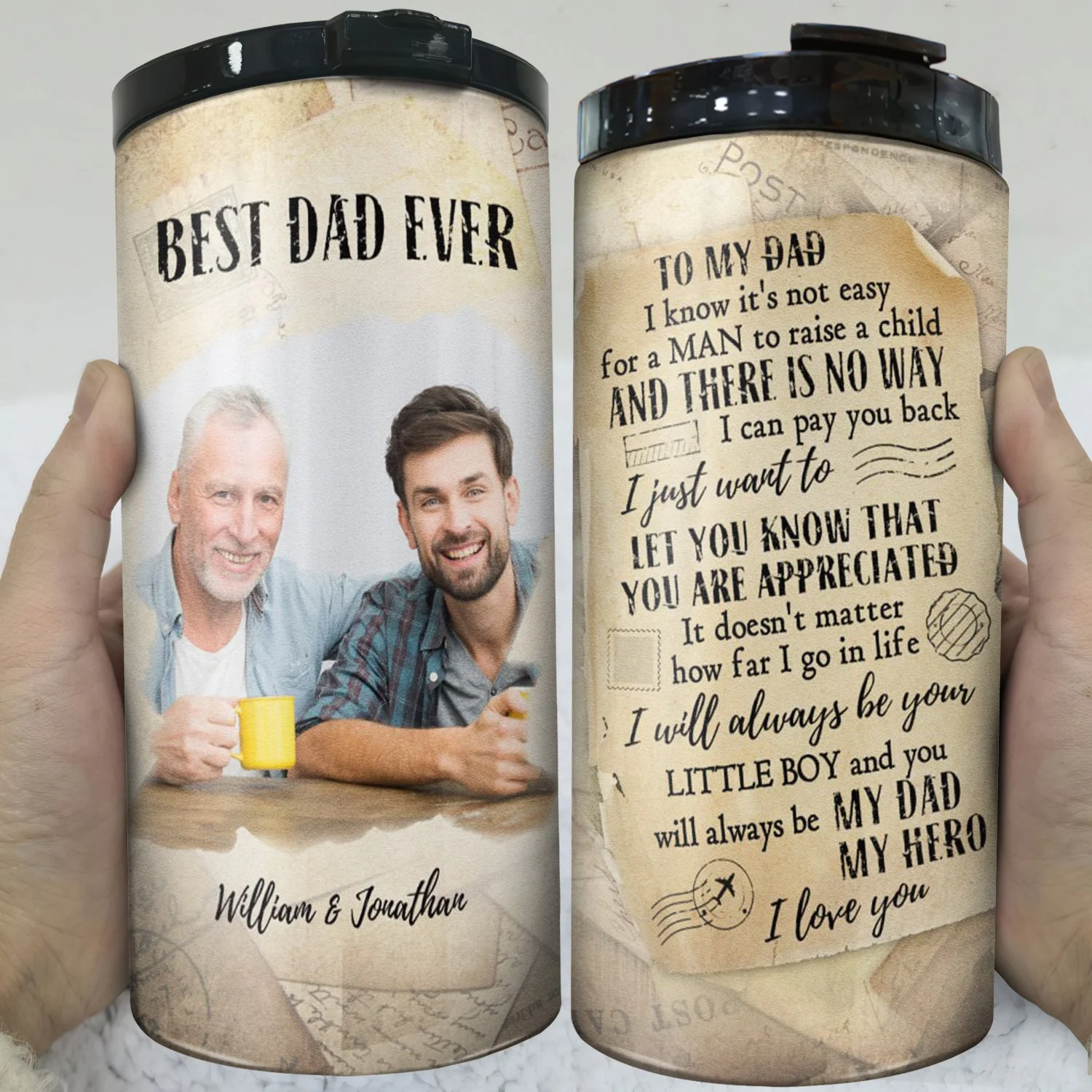 Custom Photo It's Not Easy For A Man - Gift For Father - Personalized Custom 4 In 1 Can Cooler Tumbler - Image 3