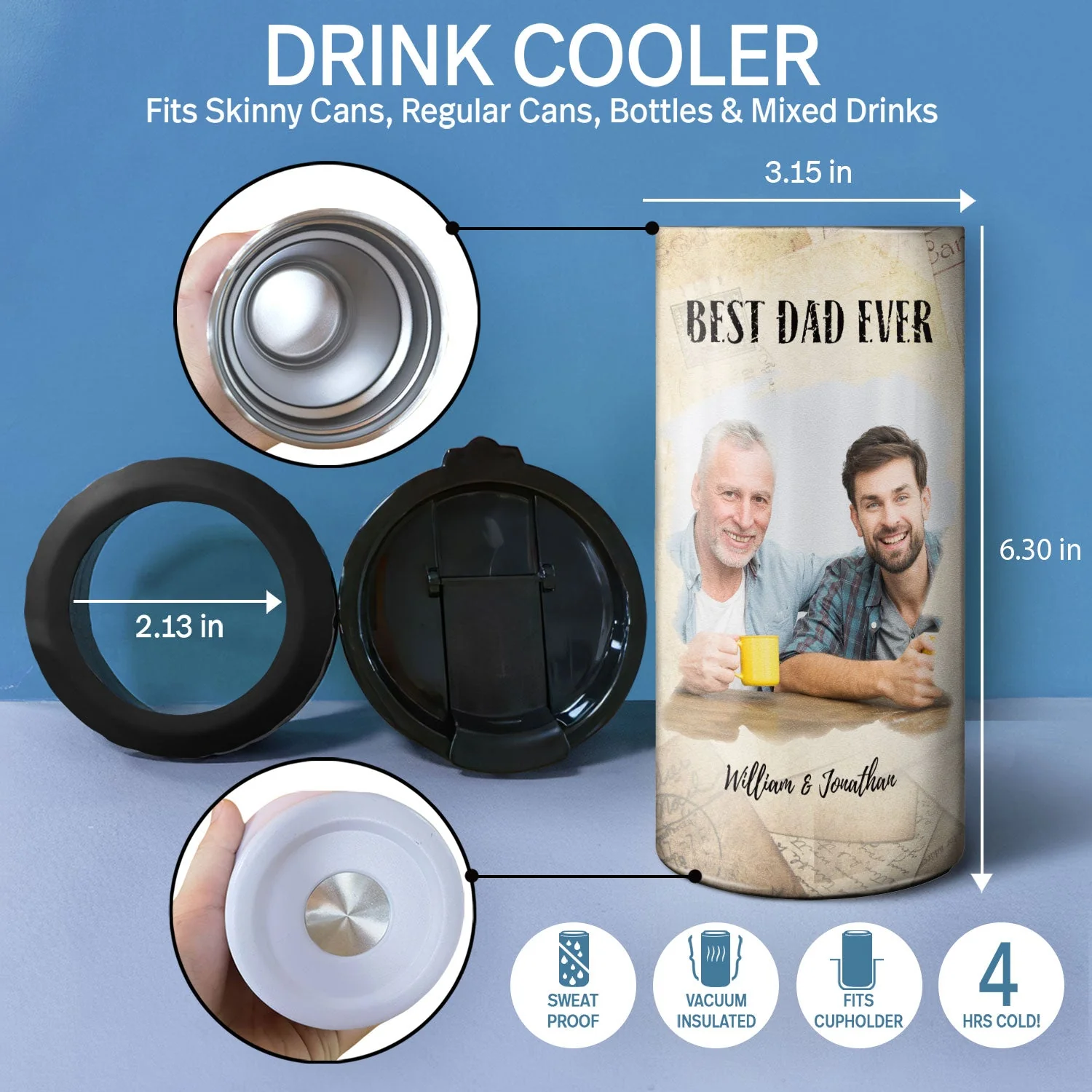 Custom Photo It's Not Easy For A Man - Gift For Father - Personalized Custom 4 In 1 Can Cooler Tumbler - Image 4