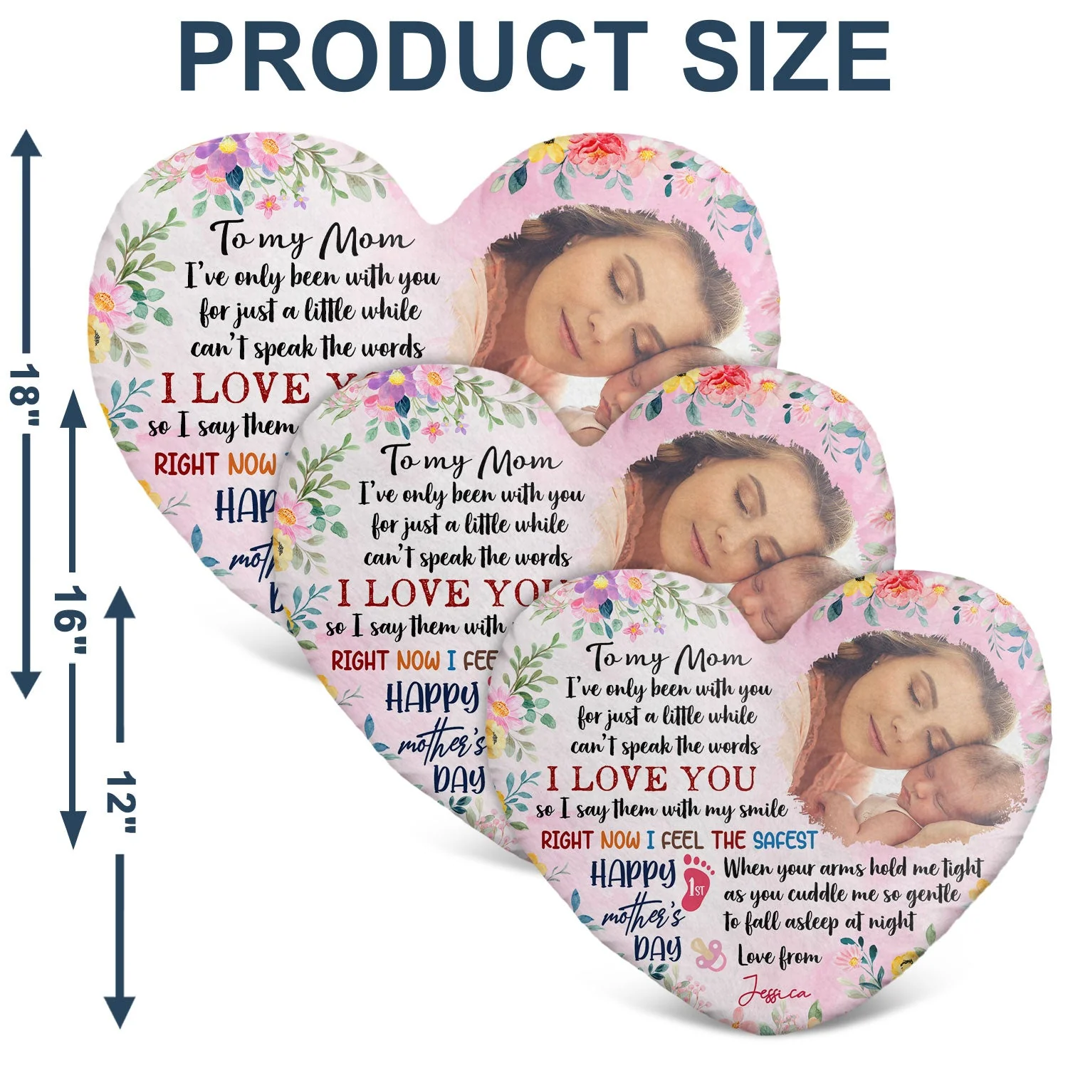 Custom Photo I've Been With You For Just A Little While - Gift For Baby, Newborn, New Mom - Personalized Heart Shaped Pillow - Image 6