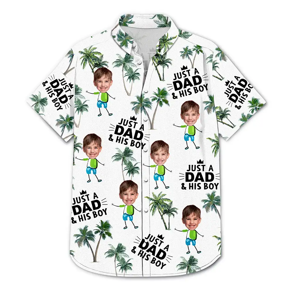 Custom Photo Just A Dad And His Girl - Personalized Hawaiian Shirt - Image 4