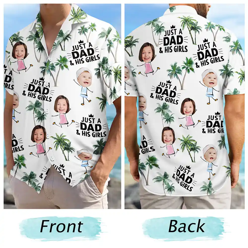 Custom Photo Just A Dad And His Girl - Personalized Hawaiian Shirt - Image 6