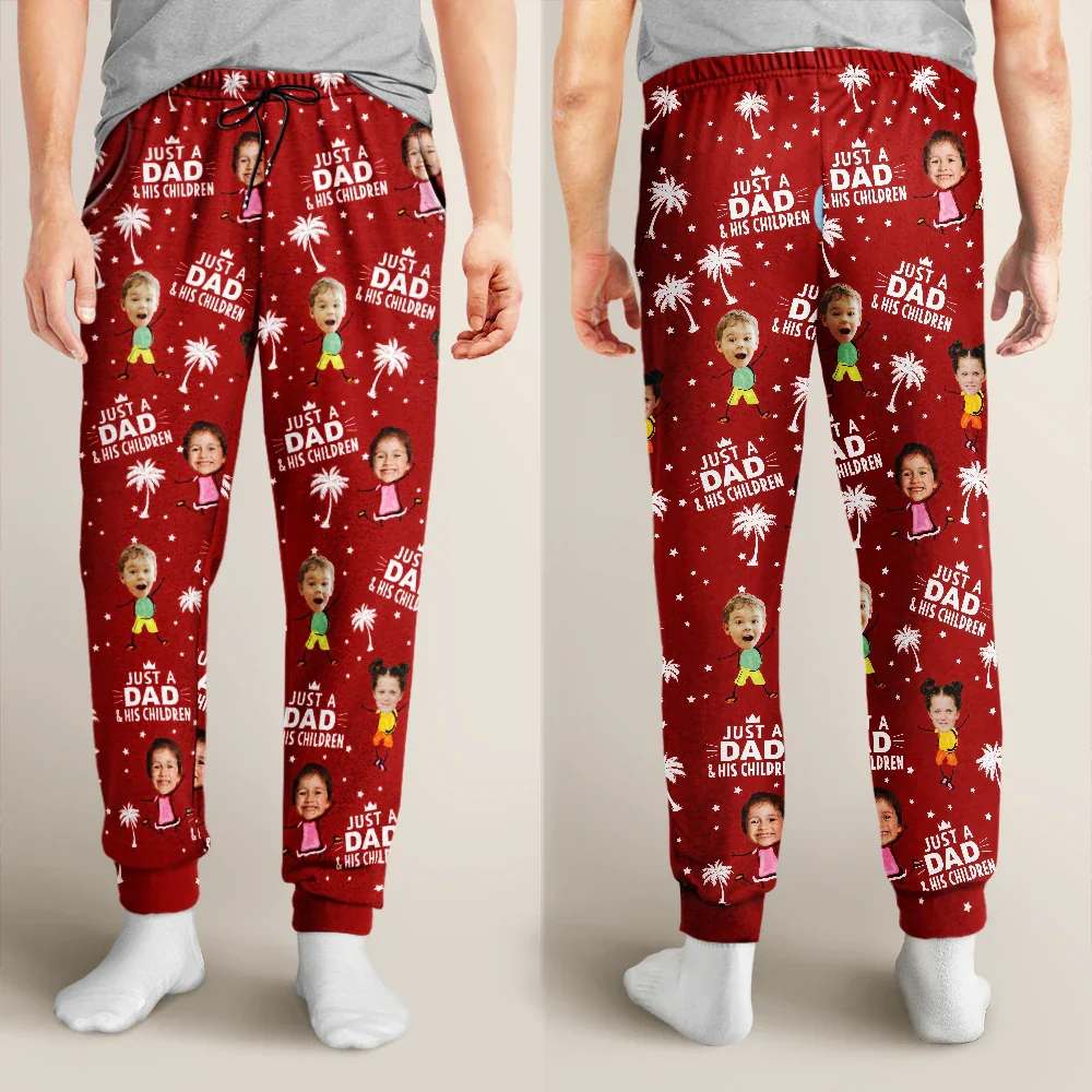 Custom Photo Just A Dad And His Girl - Personalized Pajama Pants - Image 5