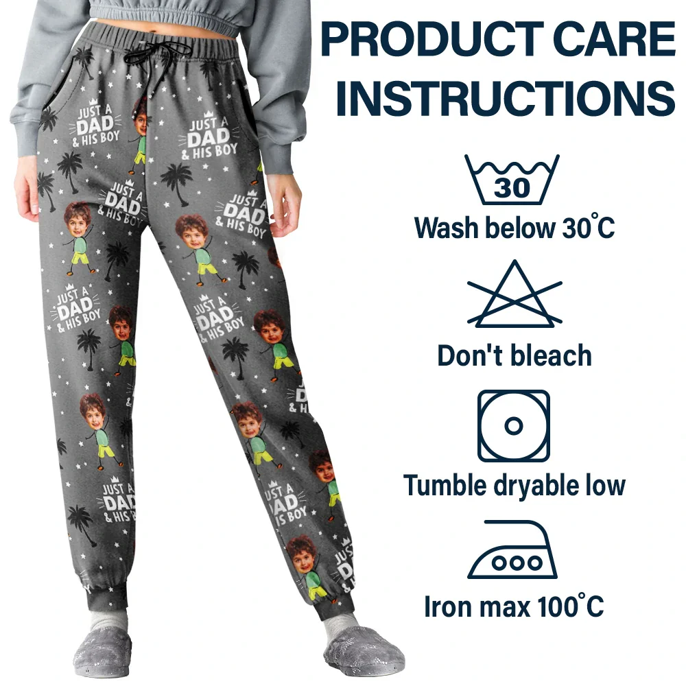 Custom Photo Just A Dad And His Girl - Personalized Pajama Pants - Image 6
