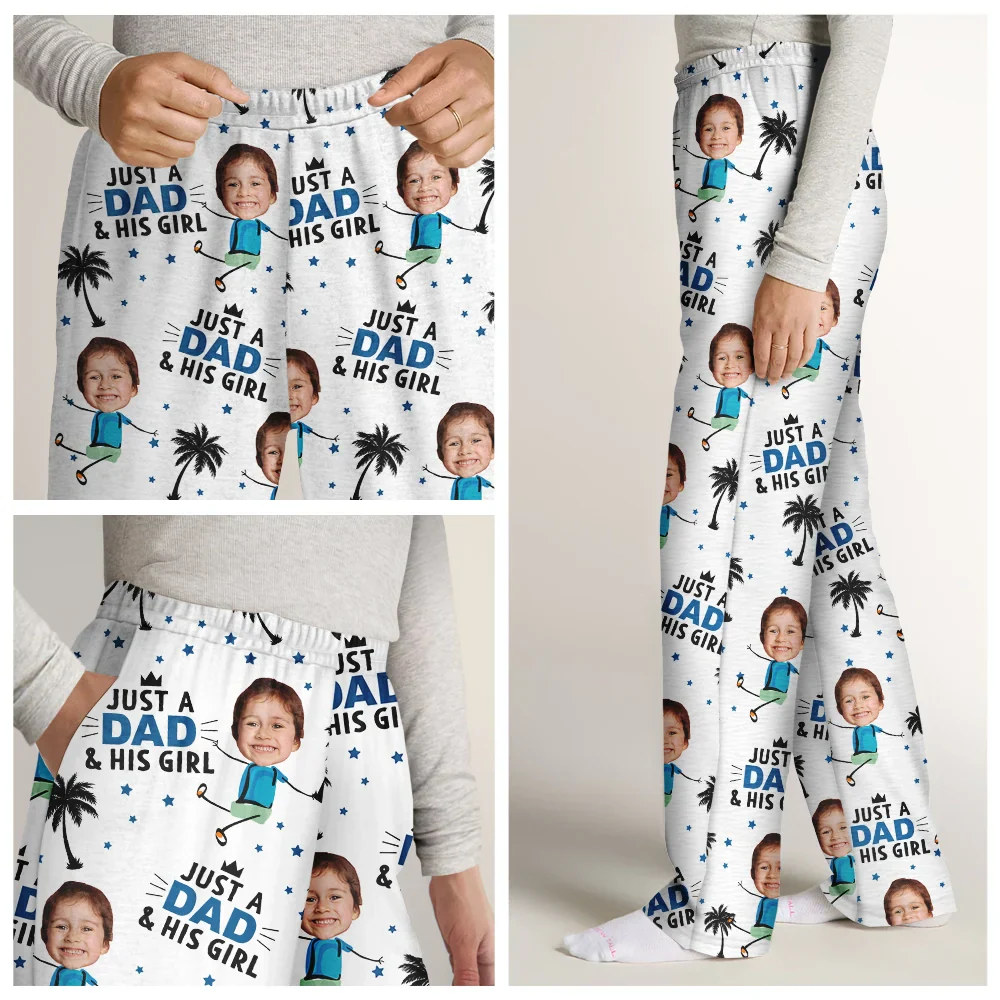 Custom Photo Just A Dad And His Girl - Personalized Pajama Pants - Image 8