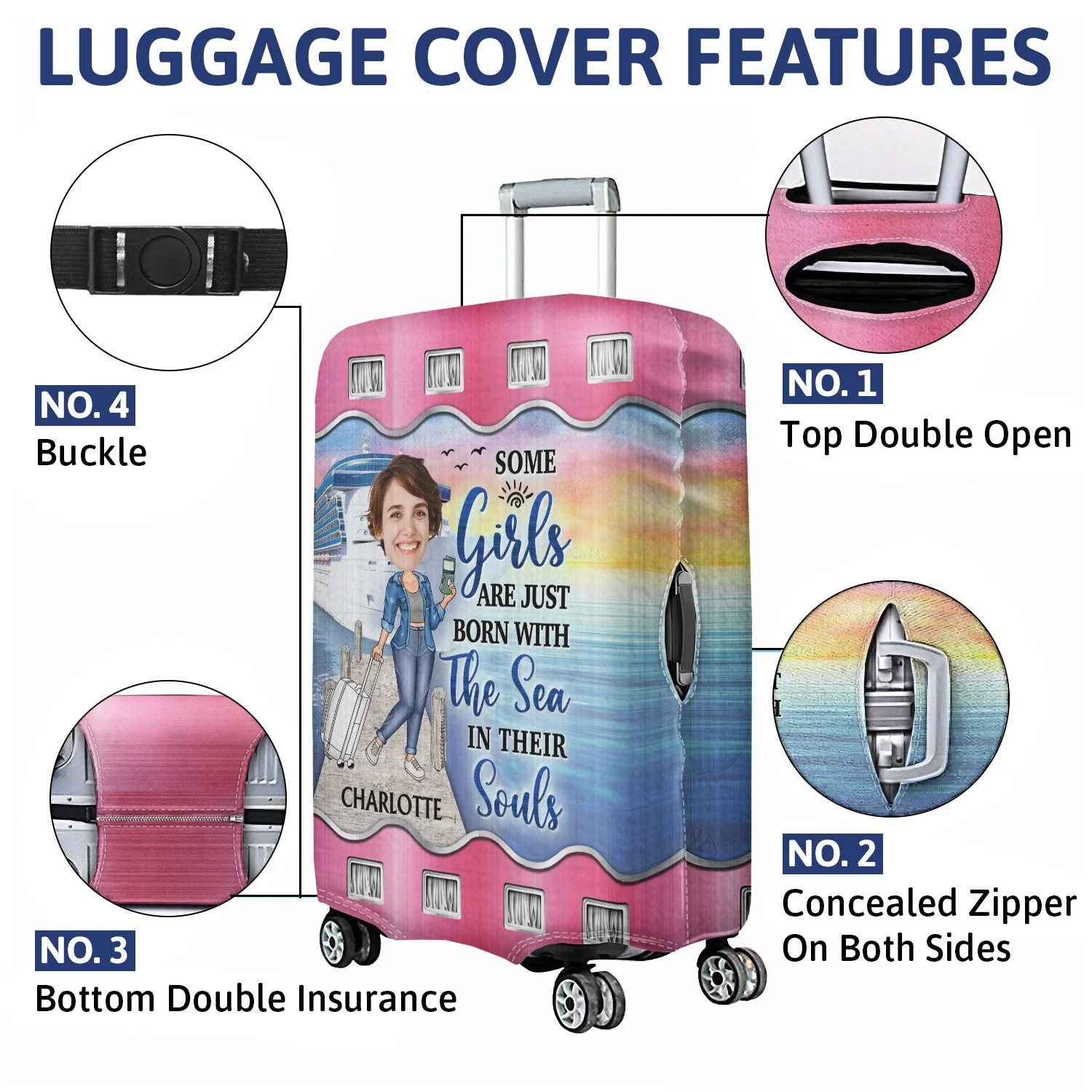 Custom Photo Just A Girl Boy Who Loves Cruising - Gift For Traveling Lovers - Personalized Custom Luggage Cover - Image 4