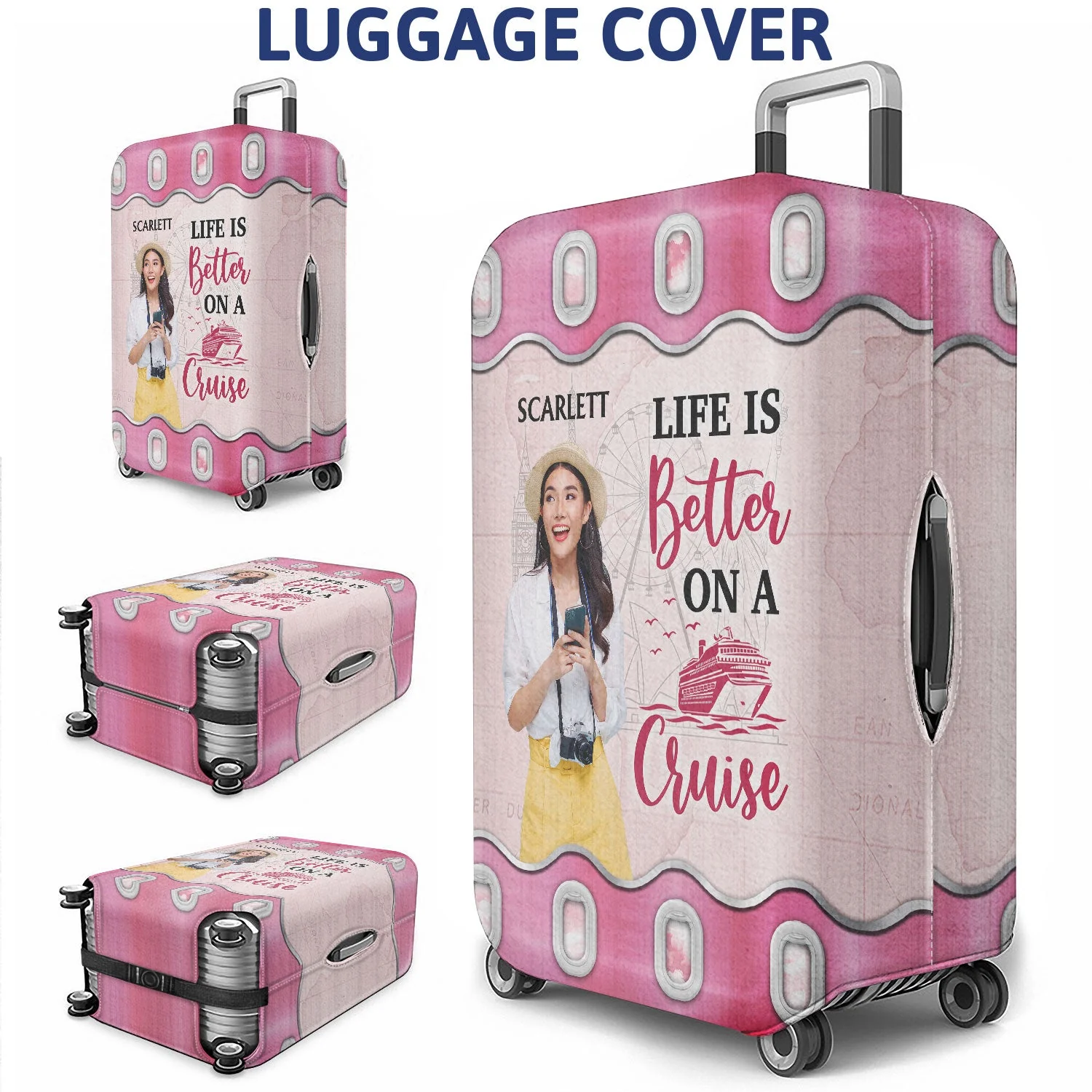 Custom Photo Just A Girl Boy Who Loves Traveling - Birthday Gift For Him, Her, Family, Trippin', Vacation Lovers - Personalized Luggage Cover - Image 4