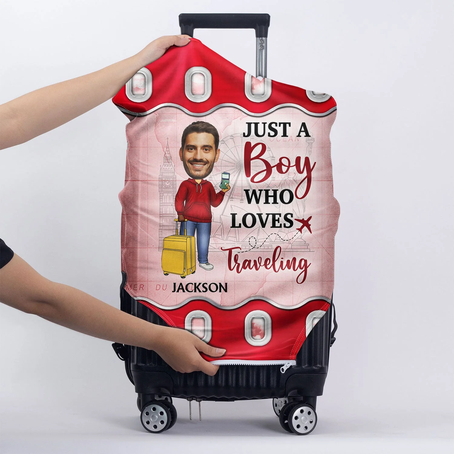Custom Photo Just A Girl Boy Who Loves Traveling Cruising - Gift For Yourself, Travel Lovers - Personalized Custom Luggage Cover - Image 5