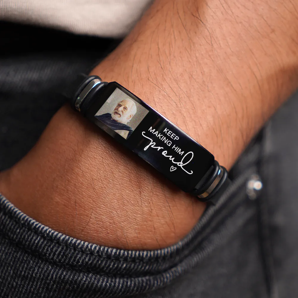 Custom Photo Keep Making Her Proud - Personalized Engraved Bracelet - Image 2
