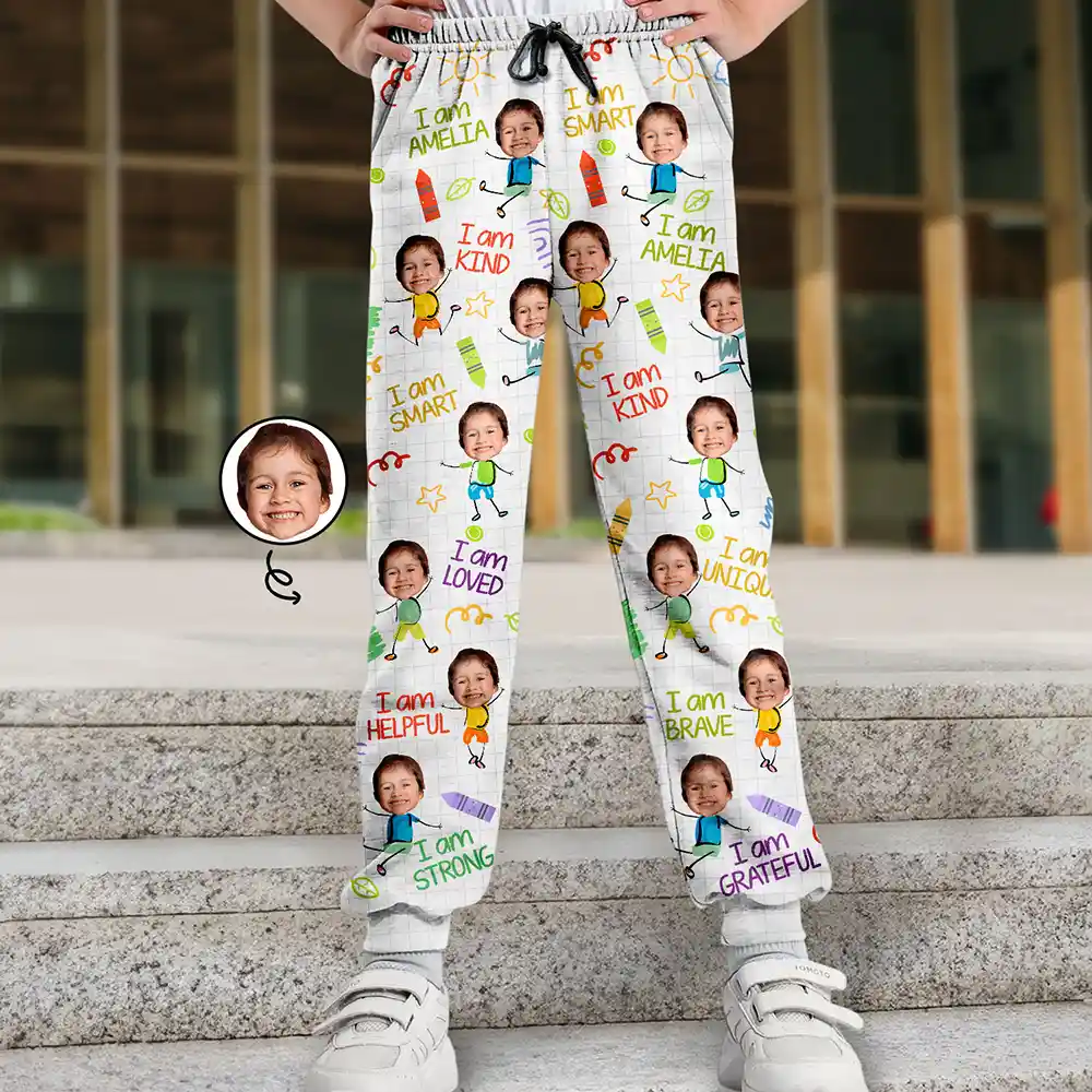 Custom Photo Kid Affirmations I Am Kind - Personalized Sweatpants