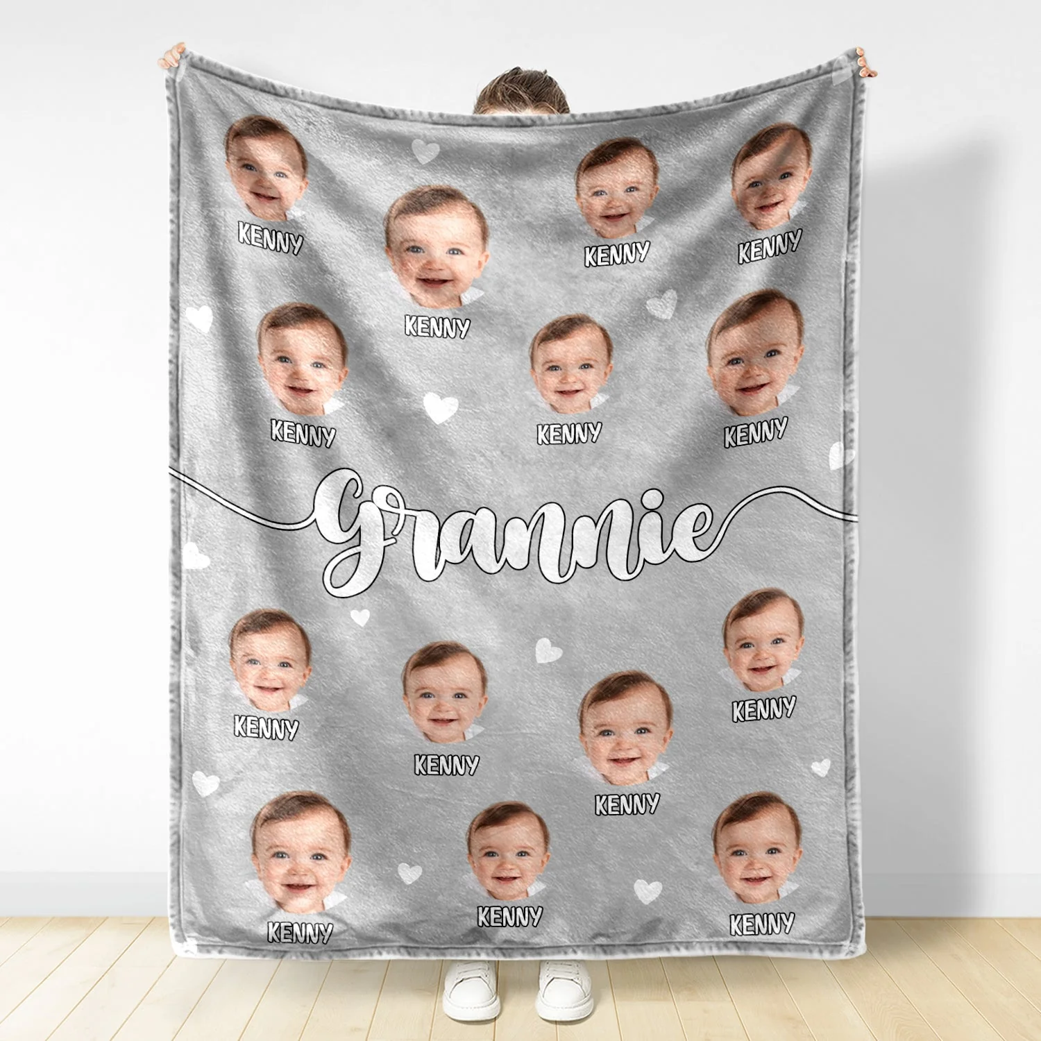 Custom Photo Kid Baby Faces - Birthday, Loving Gift For Grandma, Grandmother, Mom, Mother - Personalized Fleece Blanket, Sherpa Blanket - Image 4