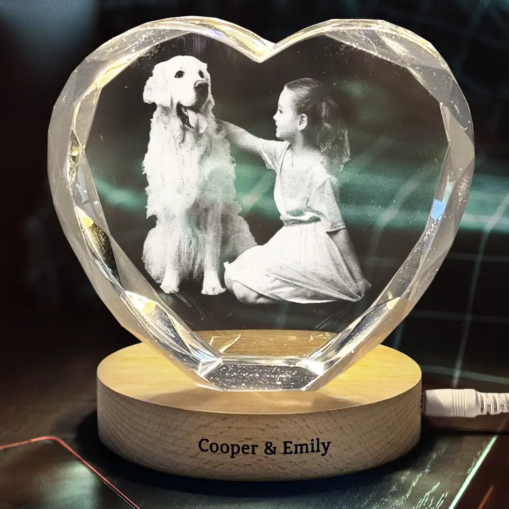 Custom Photo Kid Hobby Baseball Pet Ballet Gymnastics - Personalized Crystal Heart Shaped Lamp - Image 4