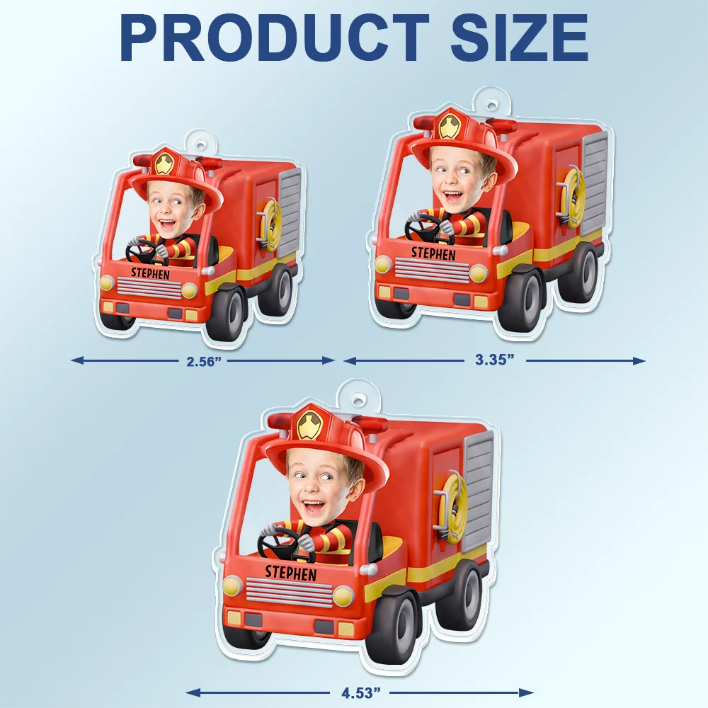 Custom Photo Kids Construction Truck Driver - Personalized Acrylic Car Hanger - Image 5