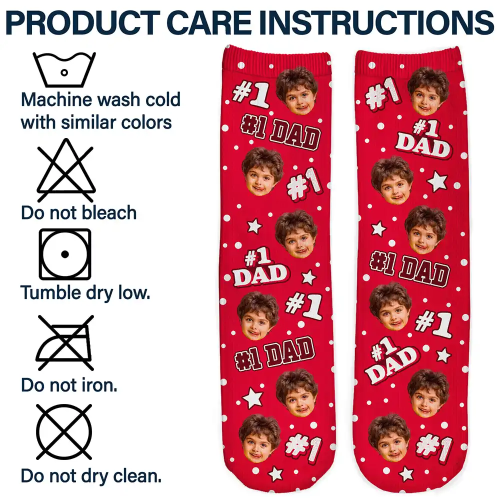 Custom Photo Kids Face #1 Dad #1 Mom - Personalized Socks - Image 7