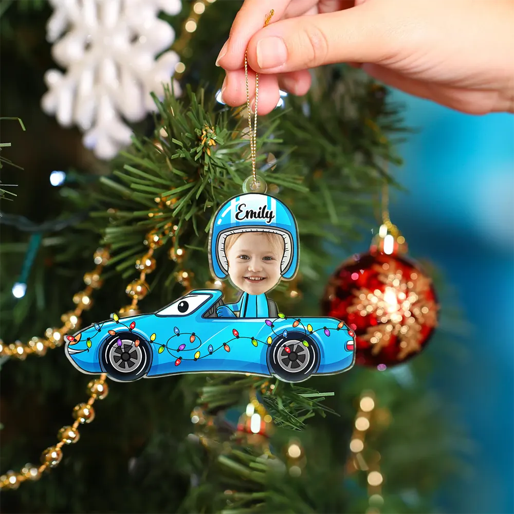 Custom Photo Kids Face Car Toy - Personalized Cutout Acrylic Ornament - Image 5