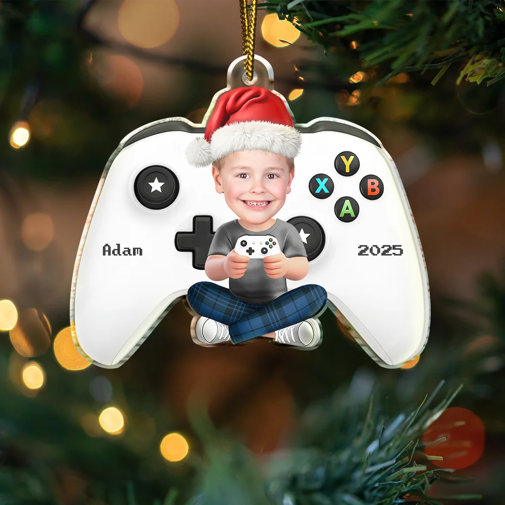 Custom Photo Kids Teens Gamer - Personalized Custom Shaped Acrylic Ornament - Image 4