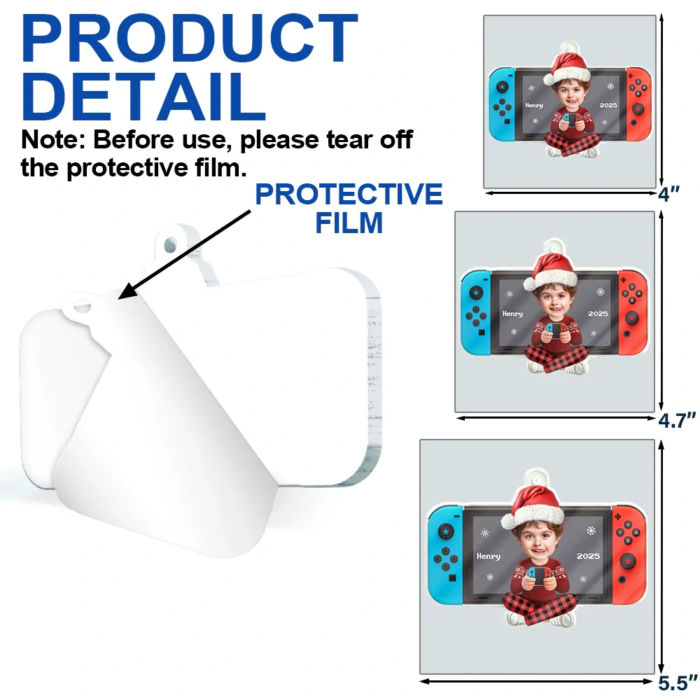 Custom Photo Kids Teens Gamer - Personalized Custom Shaped Acrylic Ornament - Image 7