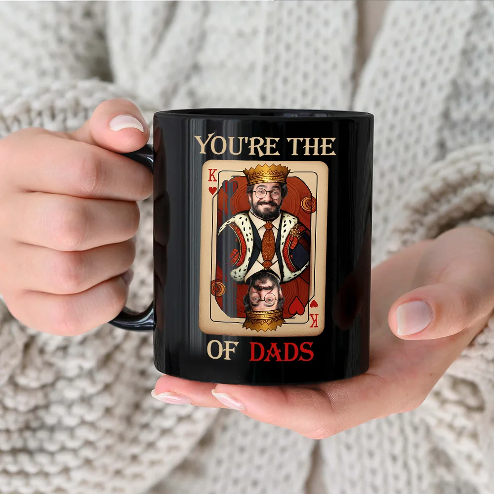 Custom Photo King Of Dads - Personalized Black Mug - Image 4