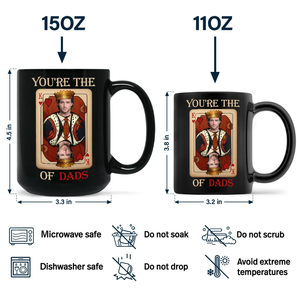 Custom Photo King Of Dads - Personalized Black Mug - Image 5