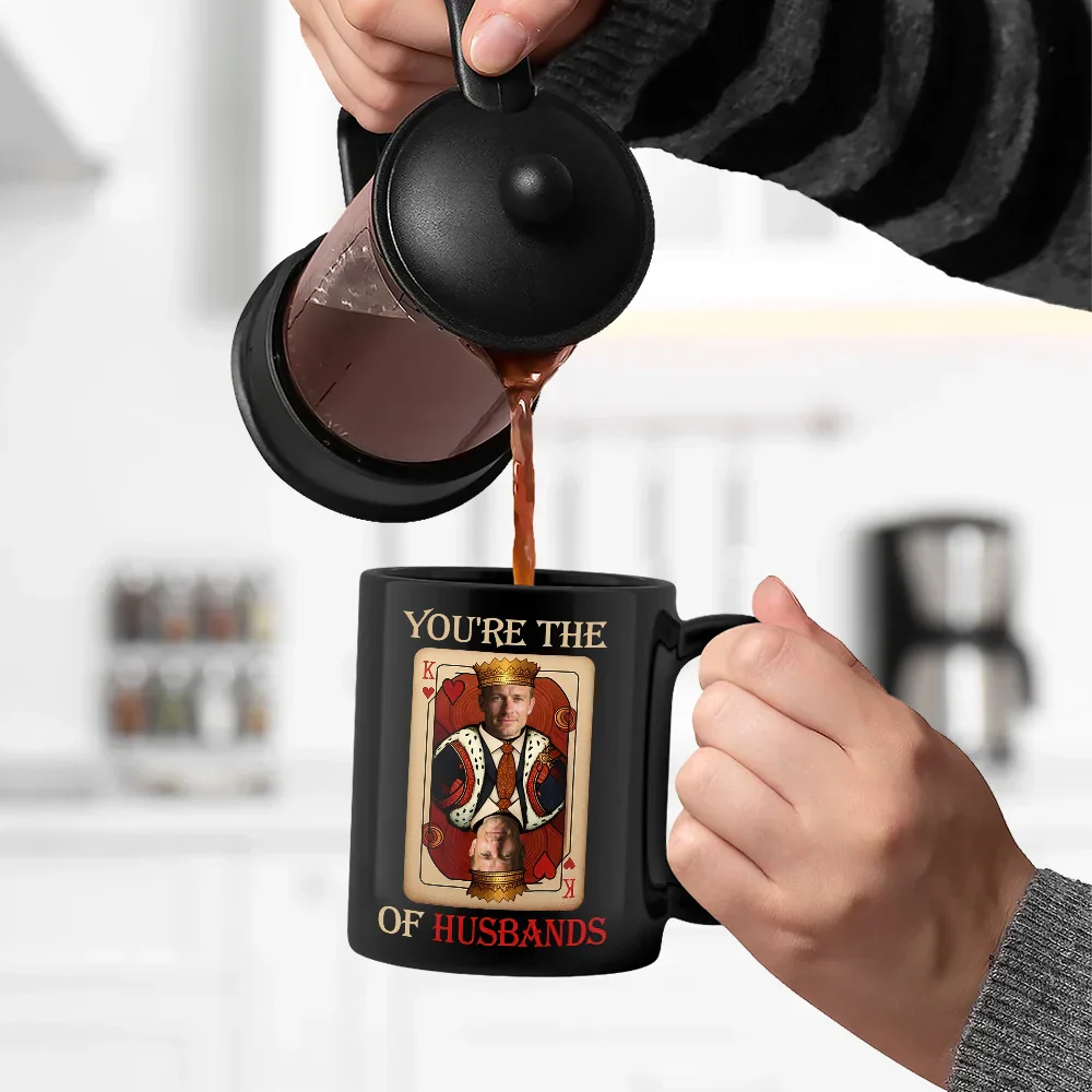 Custom Photo King Of Dads - Personalized Black Mug - Image 6
