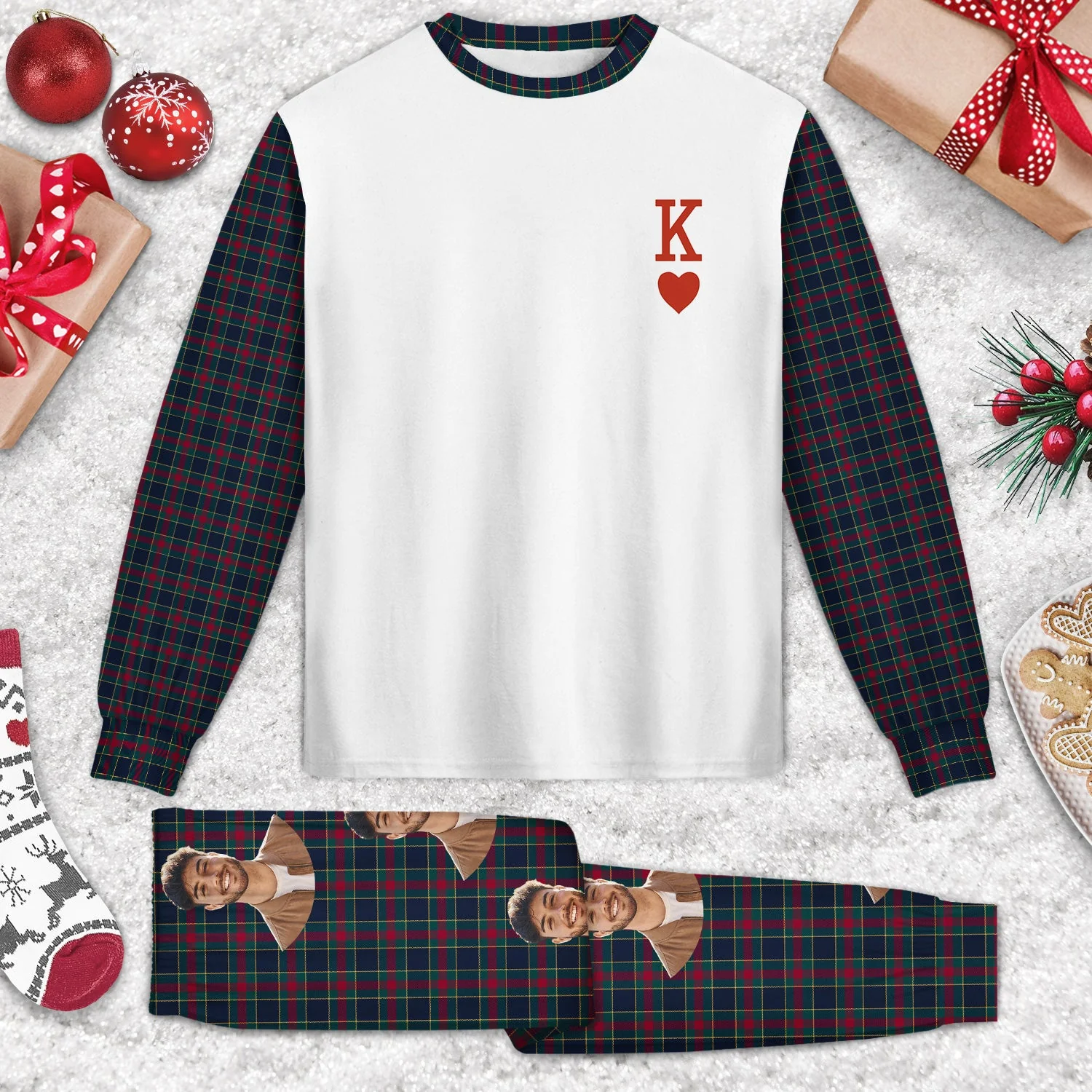 Custom Photo King Queen - Gift For Couples - Personalized Unisex Pajamas Set - Image 4