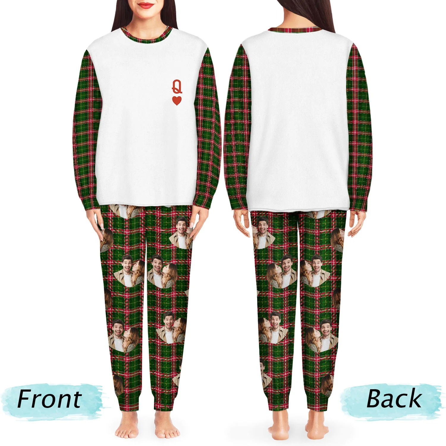 Custom Photo King Queen - Gift For Couples - Personalized Unisex Pajamas Set - Image 5