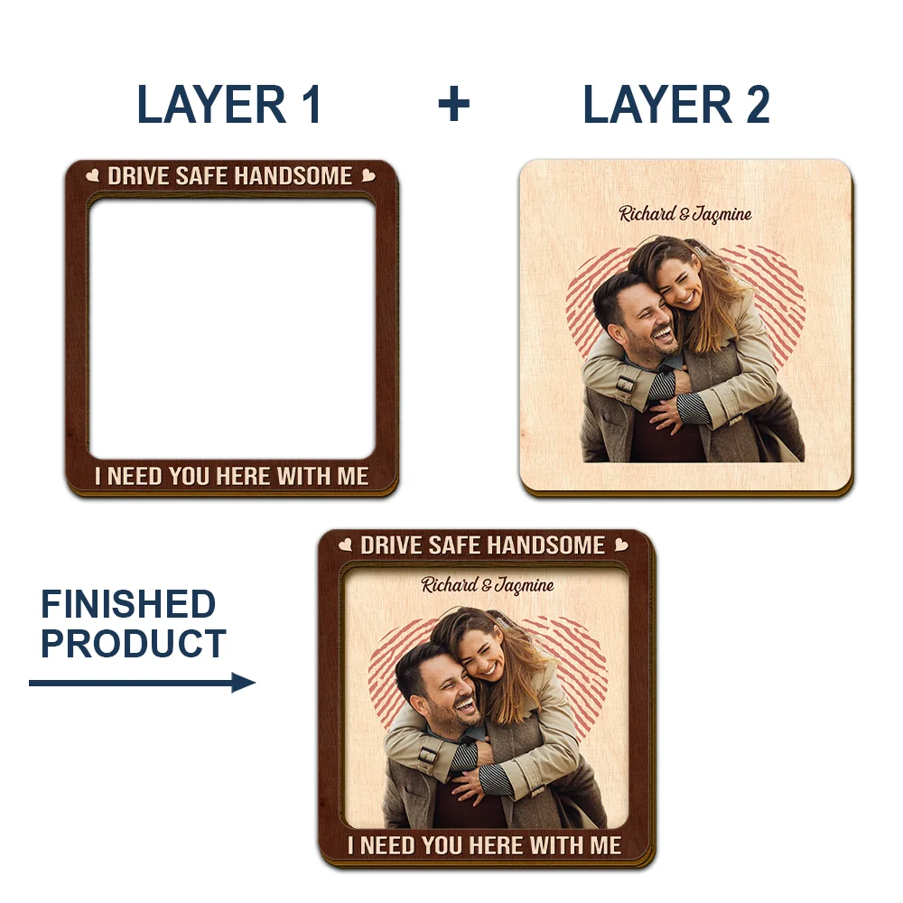 Custom Photo Kissing Couple Drive Safe I Need You Here With Me - Personalized Custom Shaped Car Visor Clip - Image 6