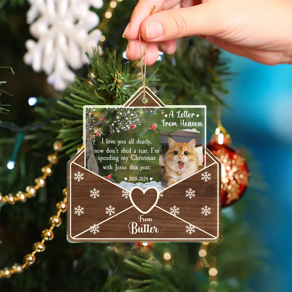 Custom Photo Letter From Heaven Memorial Christmas - Personalized Custom Shaped Acrylic Ornament - Image 4