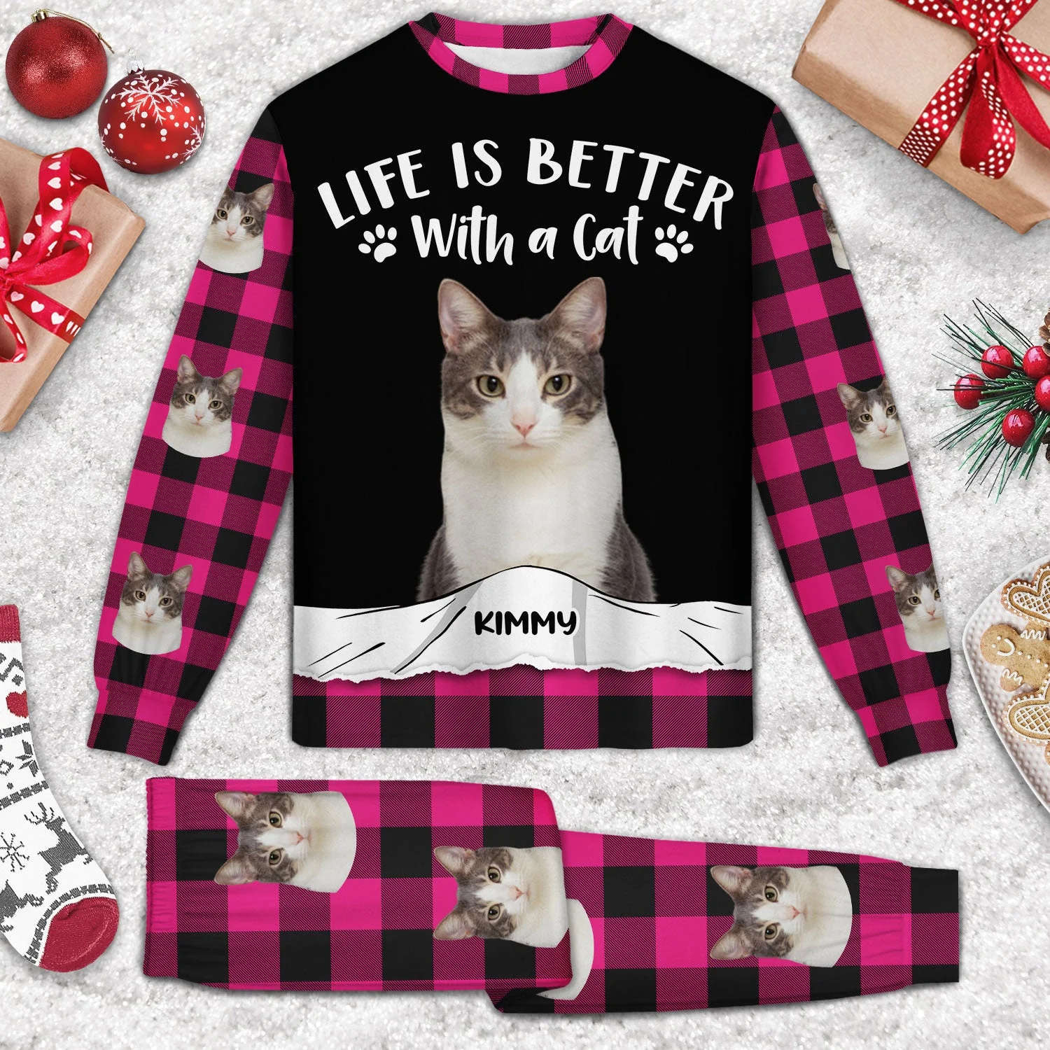 Custom Photo Life Is Better - Gift For Pet Lovers - Personalized Unisex Pajamas Set - Image 4