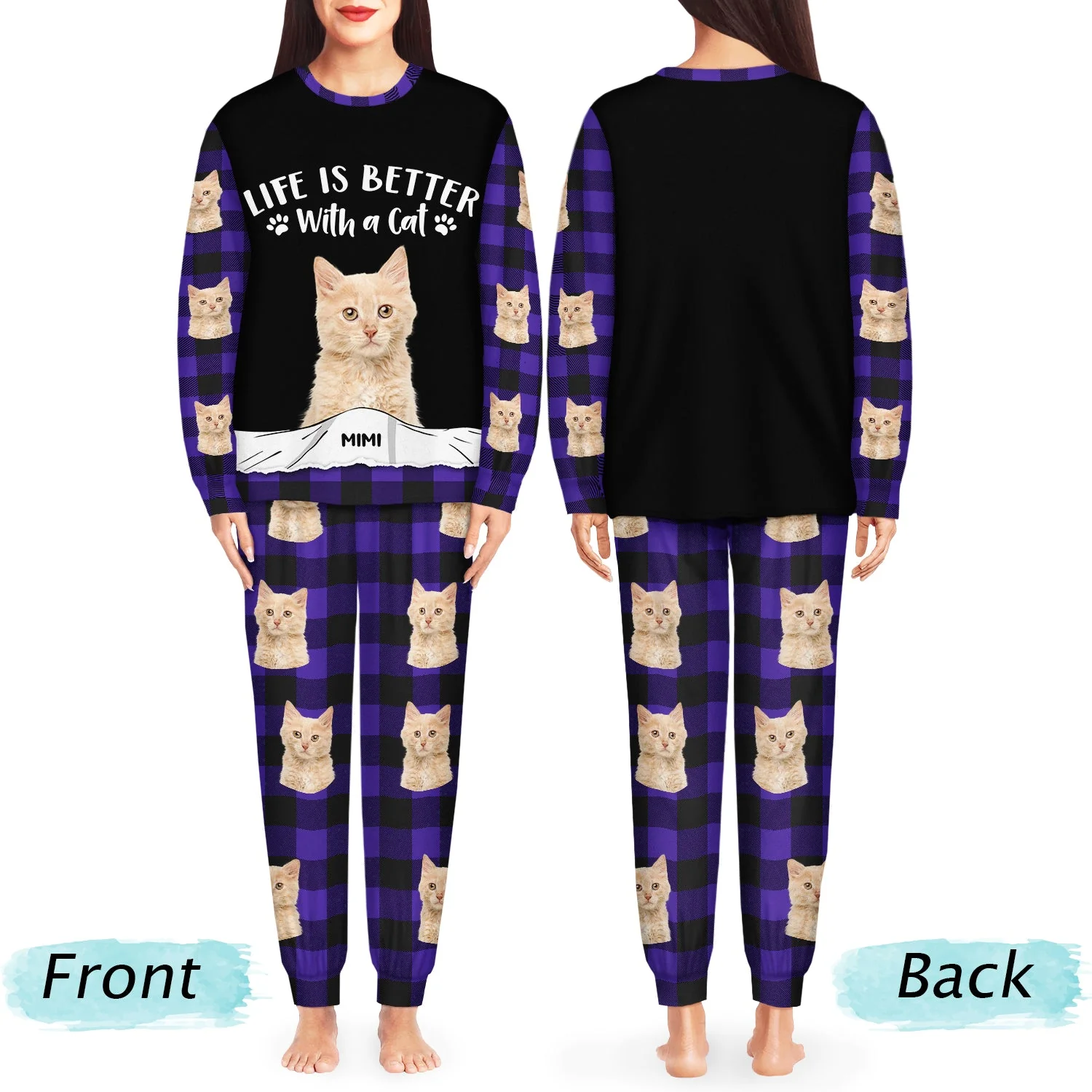 Custom Photo Life Is Better - Gift For Pet Lovers - Personalized Unisex Pajamas Set - Image 5