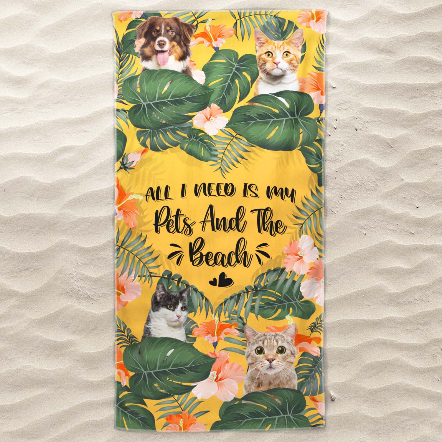 Custom Photo Life Is Better With Dog Cat - Funny Gift For Wife, Husband, Mom, Dog Mom, Dad, Dog Dad, Cat Mom, Cat Dad, Pet Lovers - Personalized Custom Beach Towel - Image 3