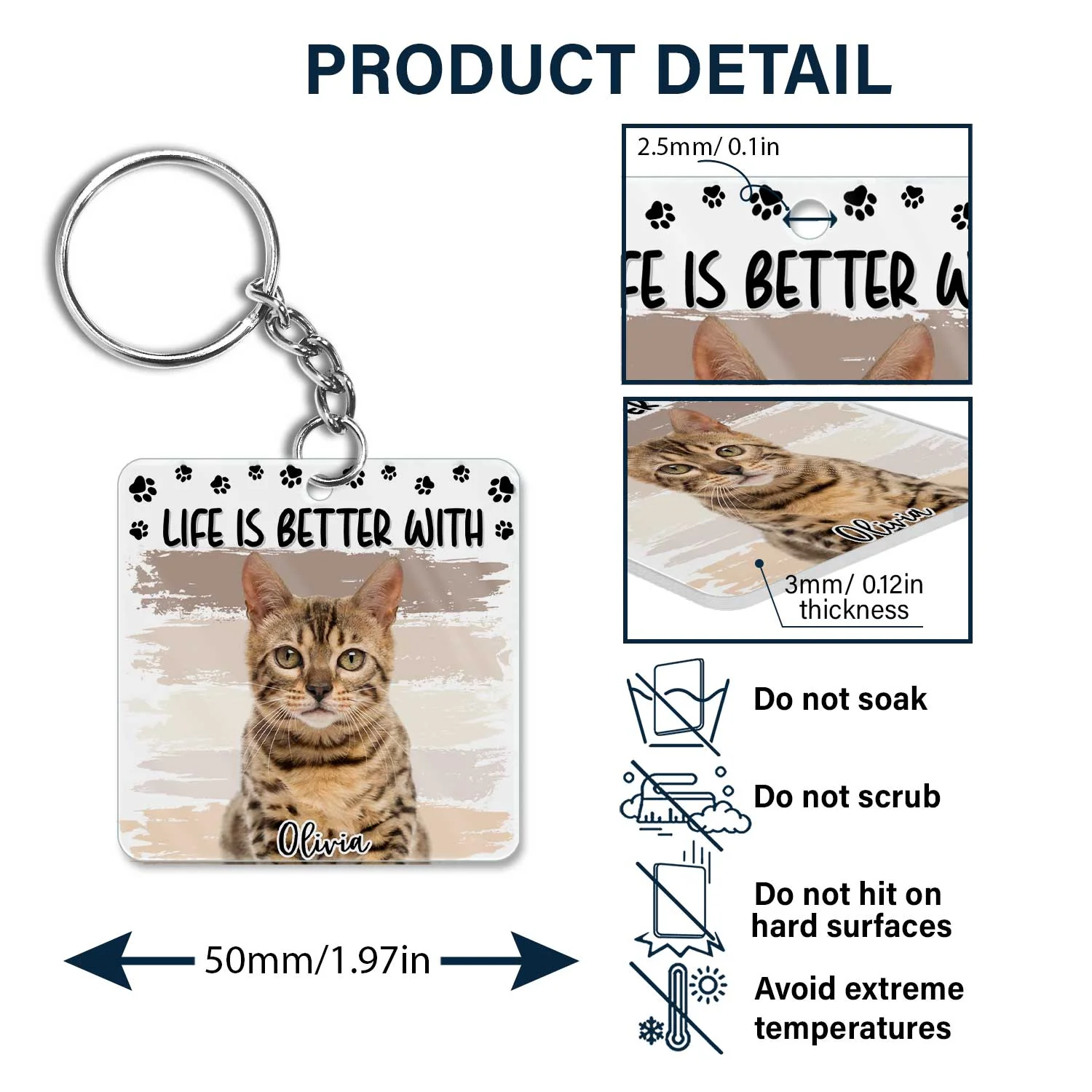 Custom Photo Life Is Better With Dog Cat - Gift For Pet Lovers - Personalized Acrylic Keychain - Image 6