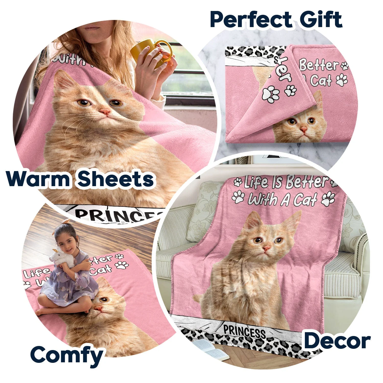 Custom Photo Life Is Better With Dog Cat - Gift For Pet Lovers - Personalized Fleece Blanket - Image 8