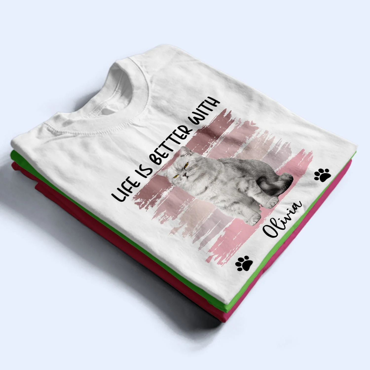 Custom Photo Life Is Better With Dog Cat - Gift For Pet Lovers - Personalized T Shirt - Image 3