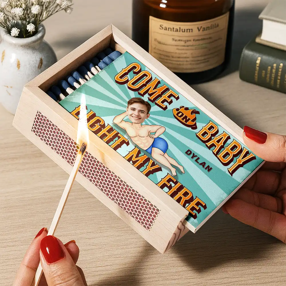 Custom Photo Light My Fire - Personalized Wooden Matchbox - Image 3