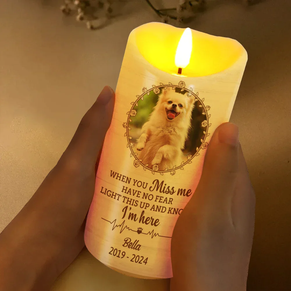 Custom Photo Light This Up And Know I'm Here Memorial - Personalized Flameless LED Candle - Image 3