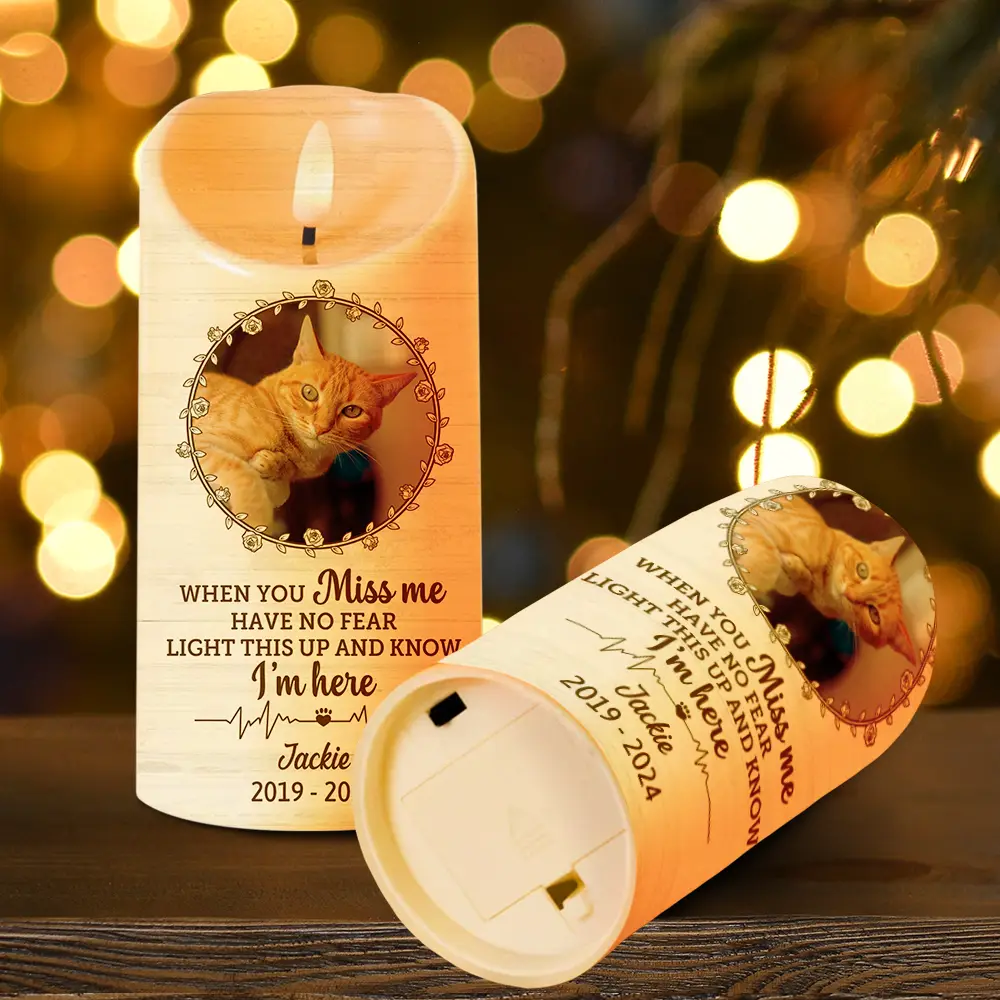 Custom Photo Light This Up And Know I'm Here Memorial - Personalized Flameless LED Candle - Image 4
