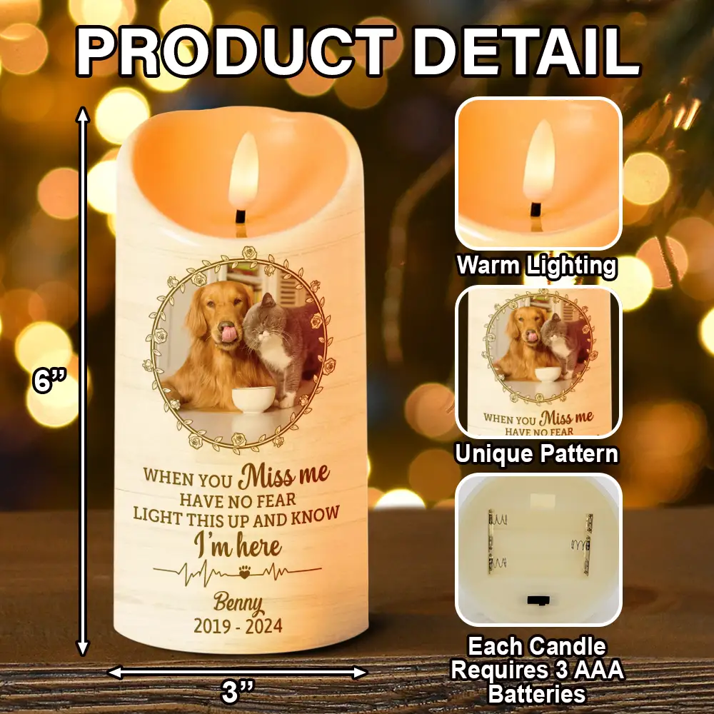 Custom Photo Light This Up And Know I'm Here Memorial - Personalized Flameless LED Candle - Image 5