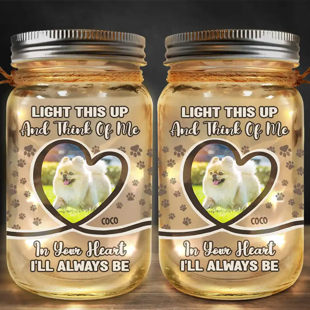 Custom Photo Light This Up And Think Of Me - Personalized Mason Jar Light - Image 2
