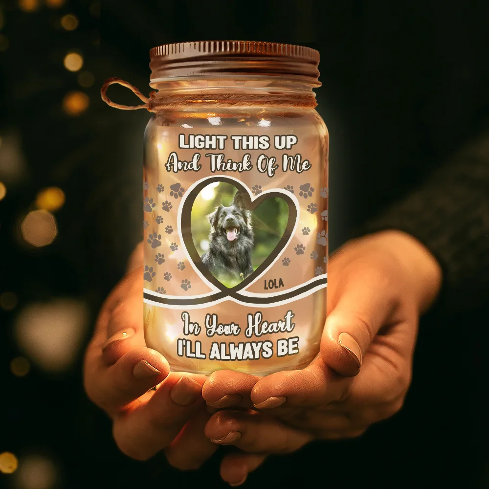 Custom Photo Light This Up And Think Of Me - Personalized Mason Jar Light - Image 3