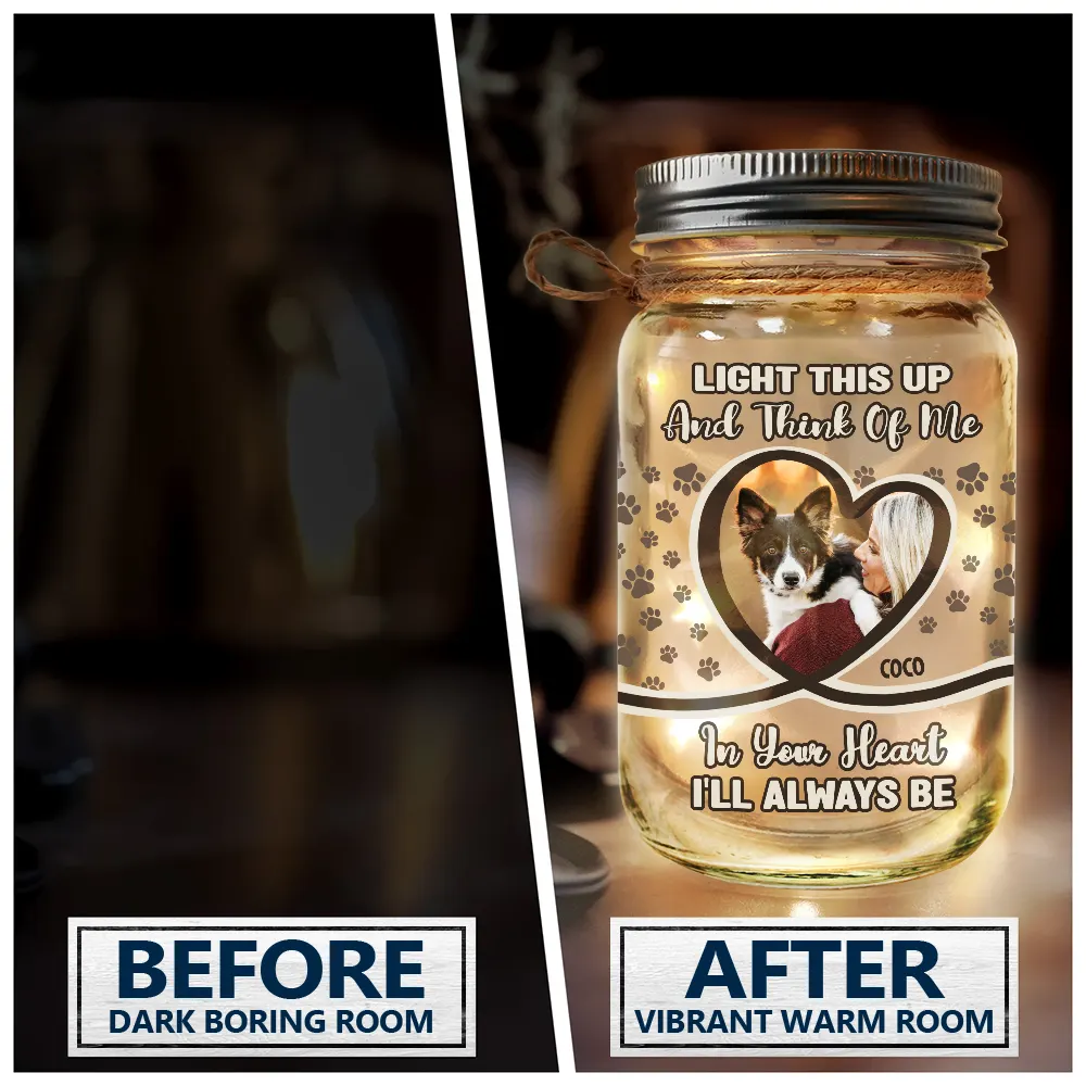 Custom Photo Light This Up And Think Of Me - Personalized Mason Jar Light - Image 4