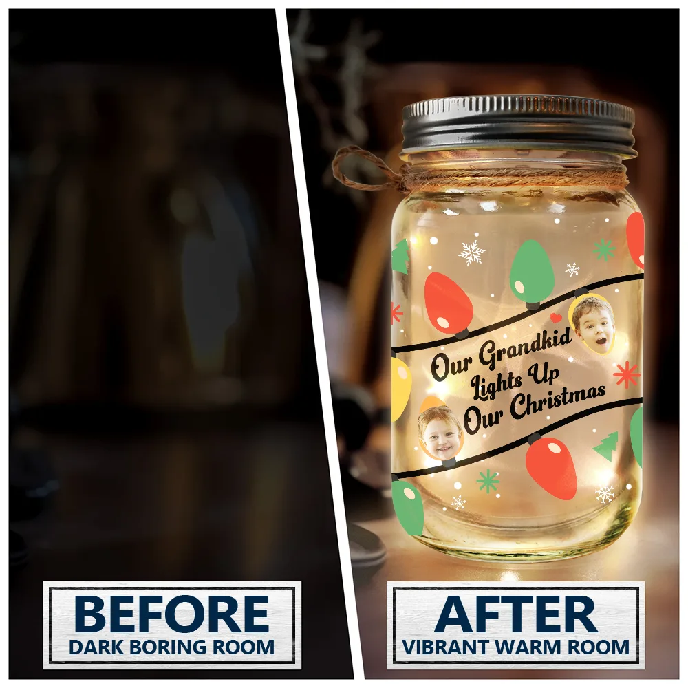 Custom Photo Light Up My Christmas - Personalized Mason Jar Light - Image 5