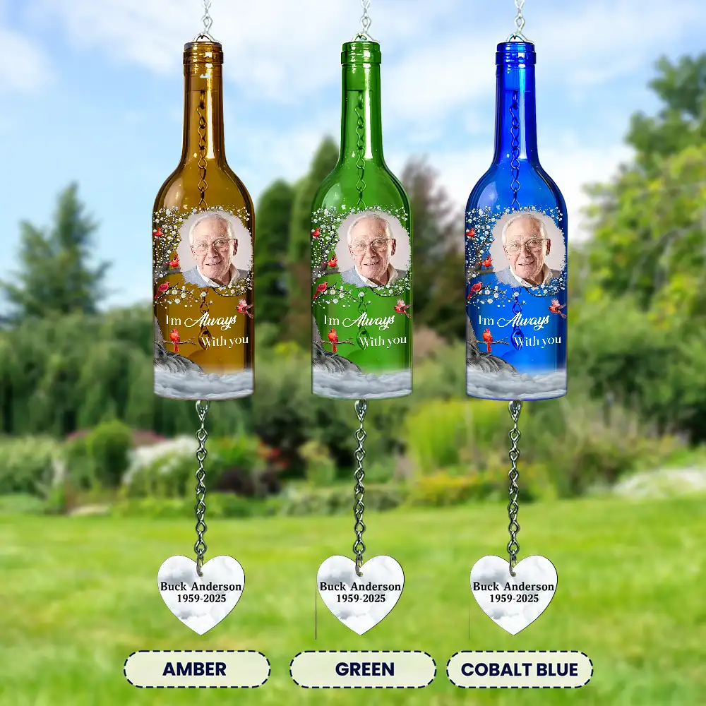 Custom Photo Listen To The Wind And Think Of Me - Personalized Wine Bottle Wind Chime - Image 3