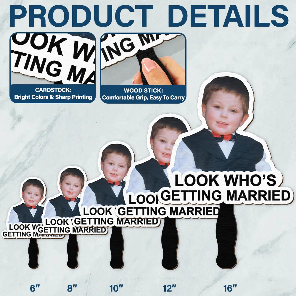 Custom Photo Look Who's Getting Married - Personalized Handheld Fan - Image 5