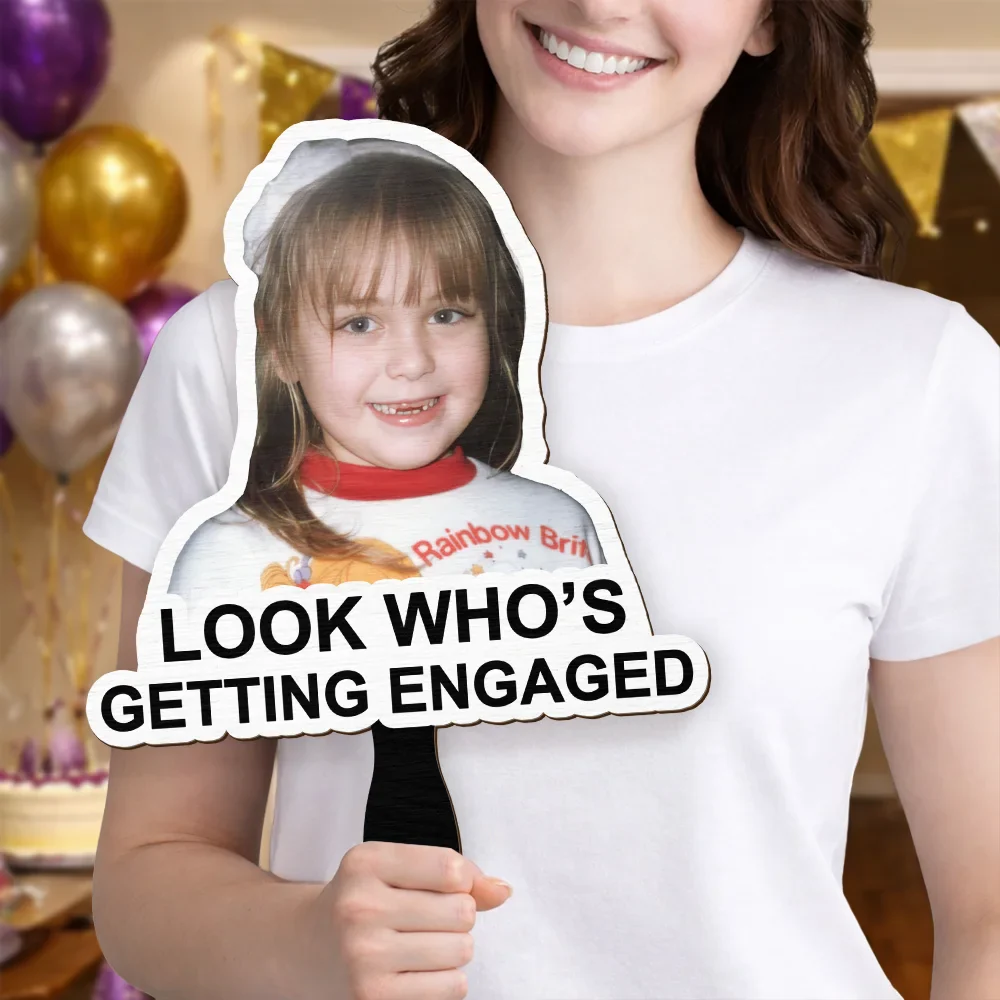 Custom Photo Look Who's Getting Married - Personalized Handheld Fan - Image 6