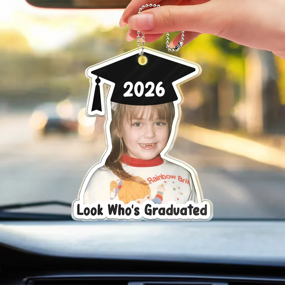 Custom Photo Look Who's Graduated - Personalized Acrylic Car Hanger - Image 4