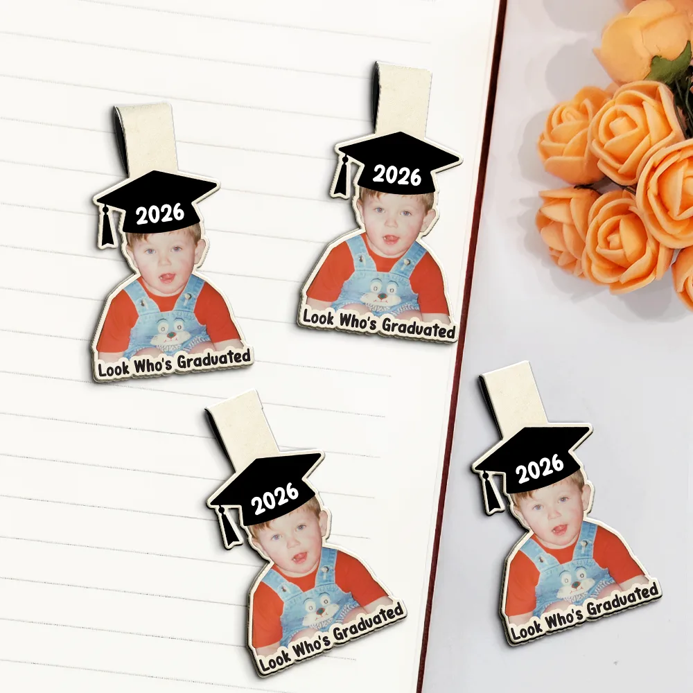 Custom Photo Look Who's Graduated - Personalized Custom Shaped Magnetic Bookmark Clip - Image 3