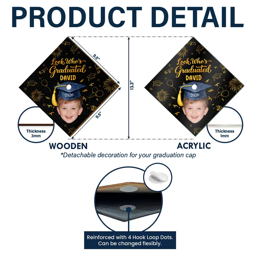 Custom Photo Look Who's Graduated - Personalized Graduation Cap Topper - Image 6