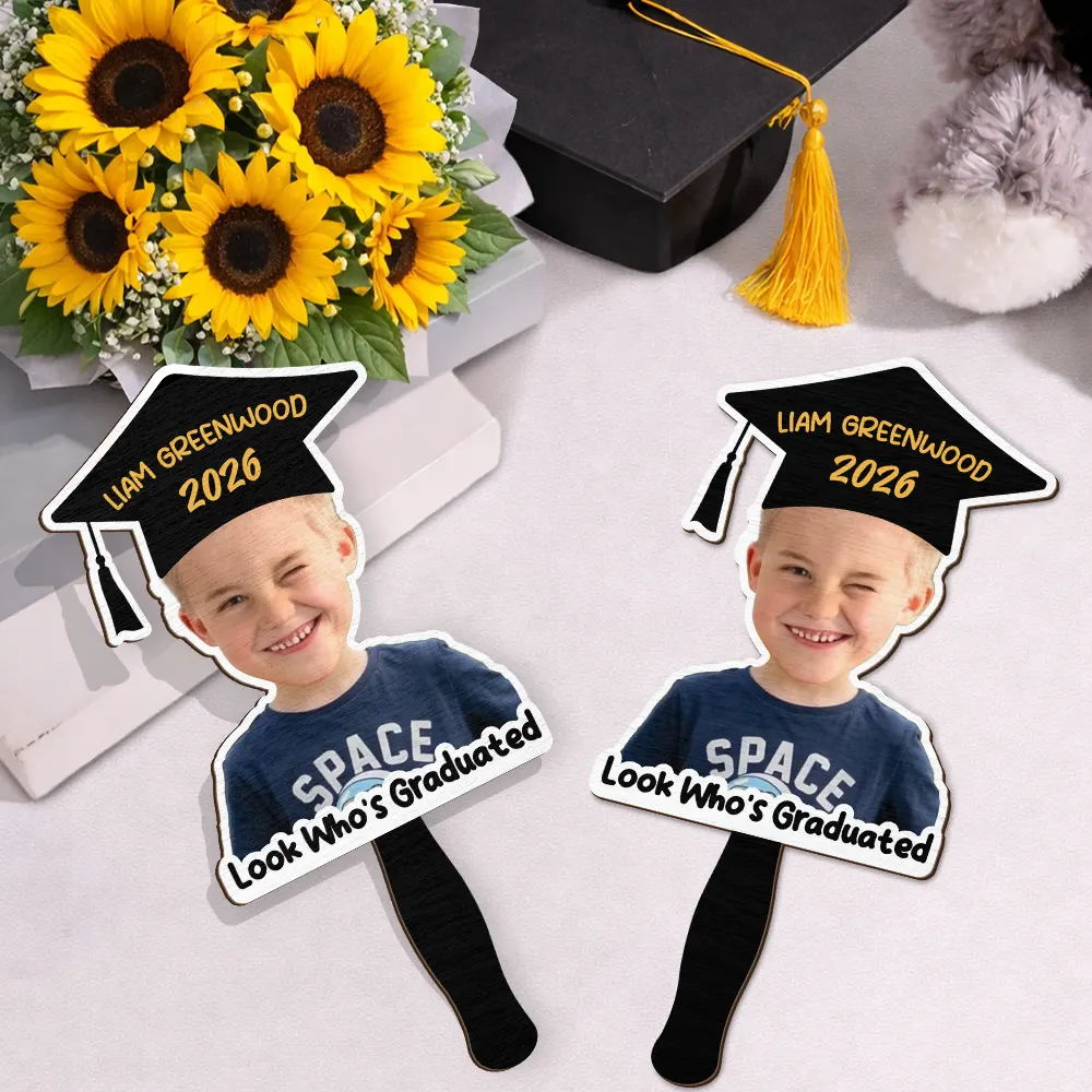 Custom Photo Look Who's Graduated - Personalized Graduation Handheld Fan - Image 4